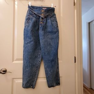 WEATHERED BLUES Rare Vintage Women's Fold-Over Button-Down Jeans